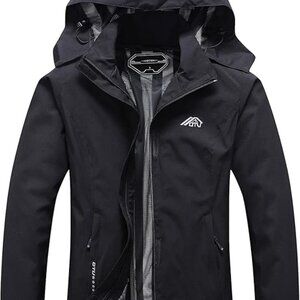 Women's Waterproof Rain Jacket Lightweight Hooded Raincoat Size M